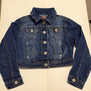 Girls Arizona Crop Blue stretch Denim Jeans Jacket with hidden pockets Size 8